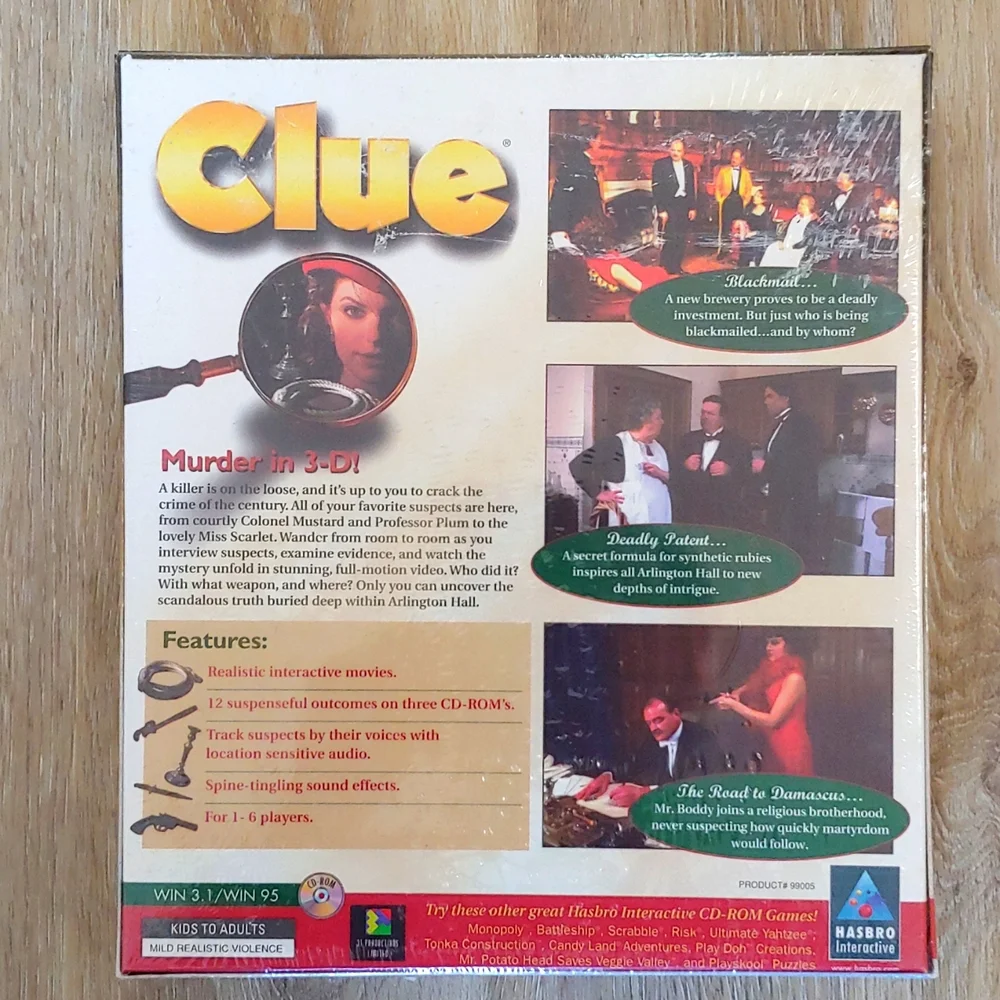 Vintage 1996 CLUE PC CD-Rom Mystery Detective Game